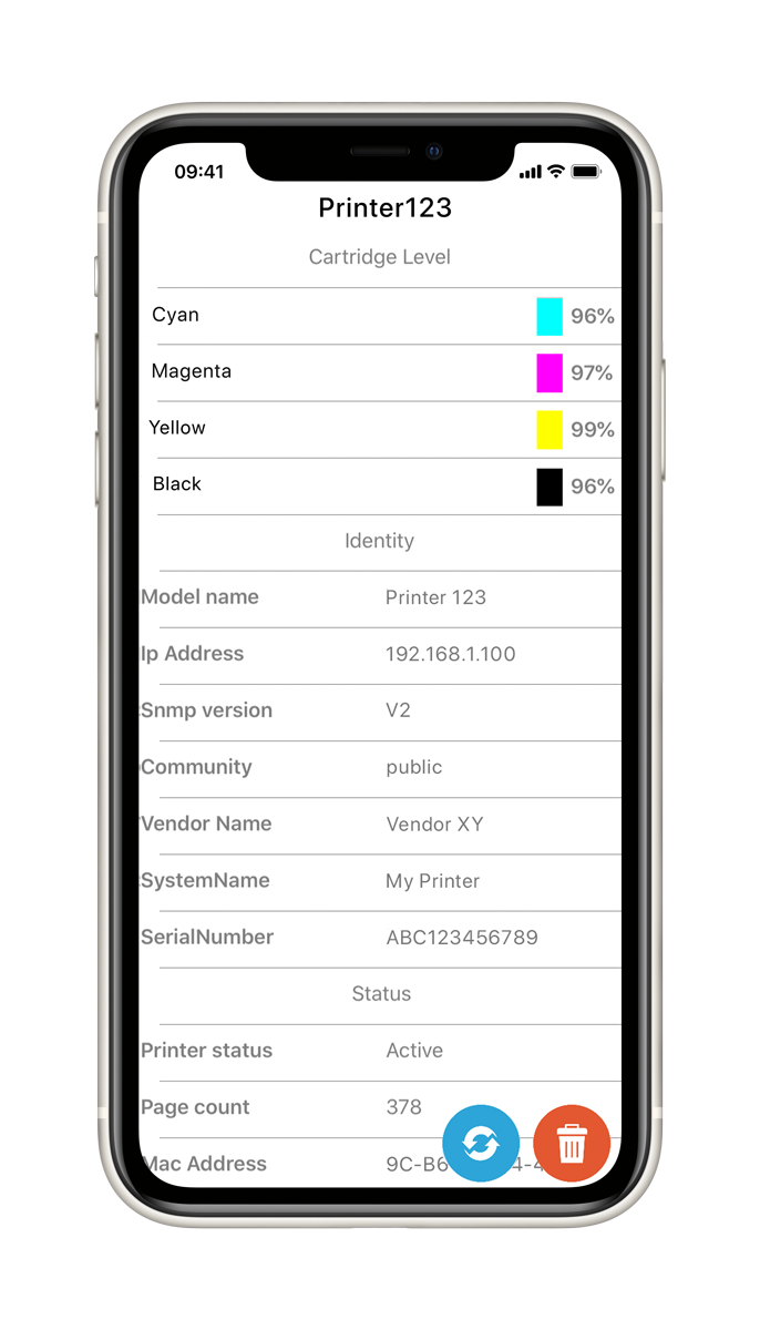 Screenshot of the filling level overview in the MPS App