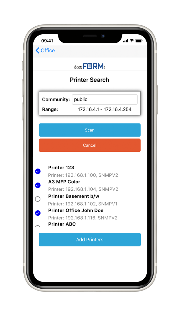 The automatic search easily finds the connected output devices in your network