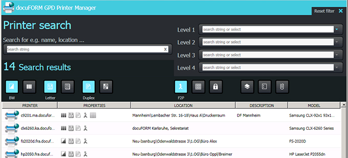 The docuFORM GPI print manager: Simple setup and administration of personal output systems.