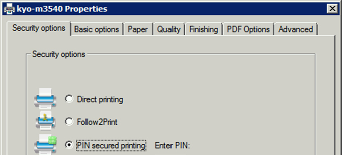 Configuration of print settings in the docuFORM GPI printer driver