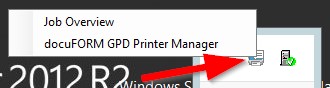 Menu to choose between Print Job Overview and Printer Manager