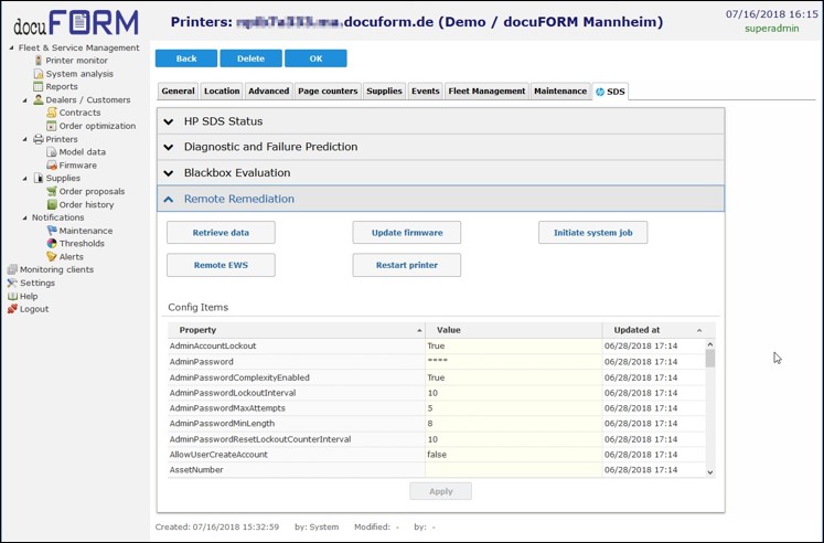 Screenshot der Auswertung von SDS Daten in Mercury MPS