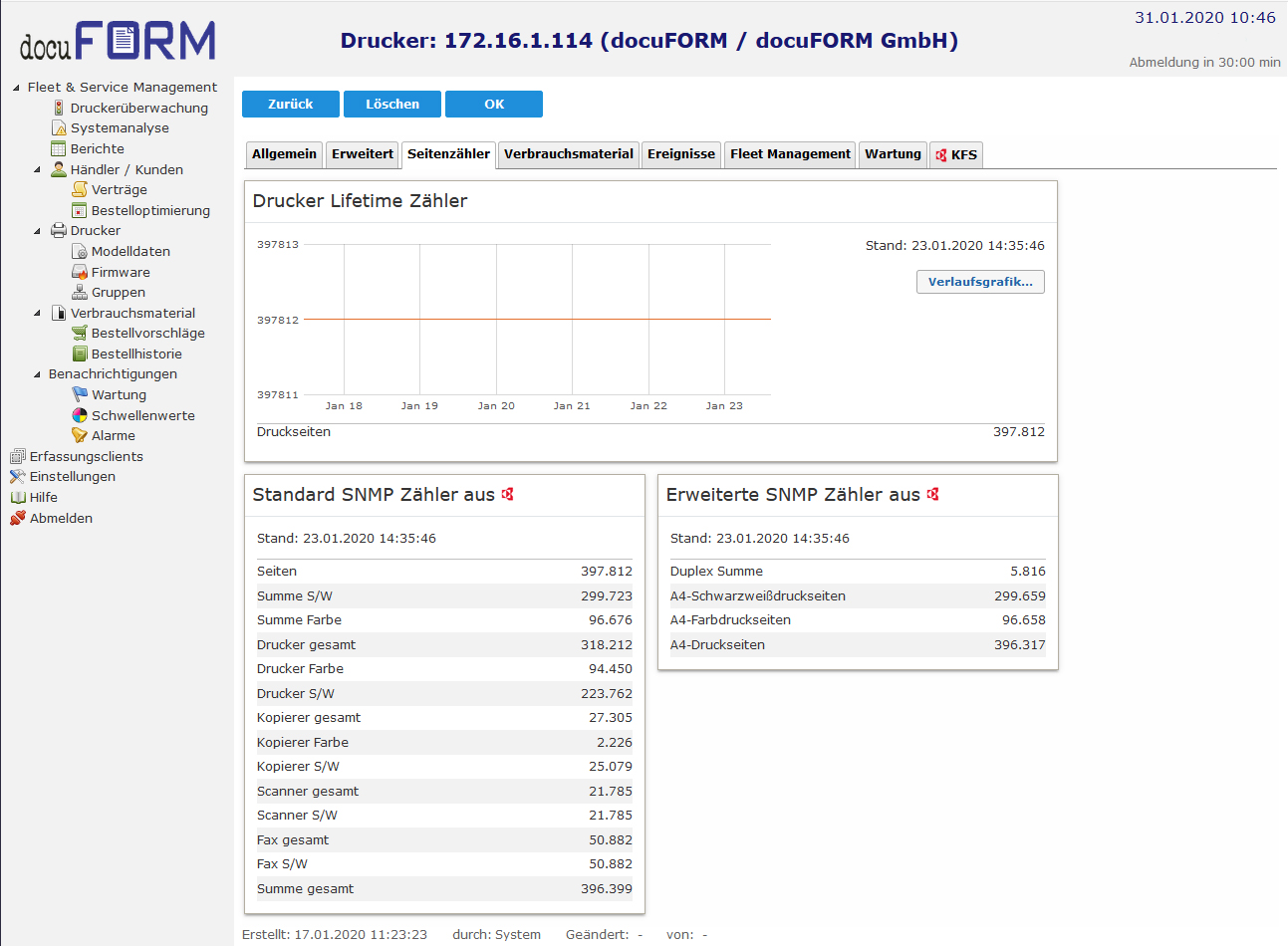 Screenshot of the Mercury Managed Print Services with KFS Integration